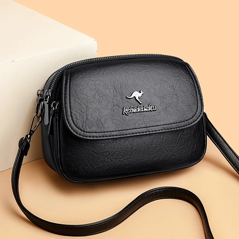 真皮质感新款包包女2025年爆款时尚潮流斜挎单肩中年妈妈三层小包