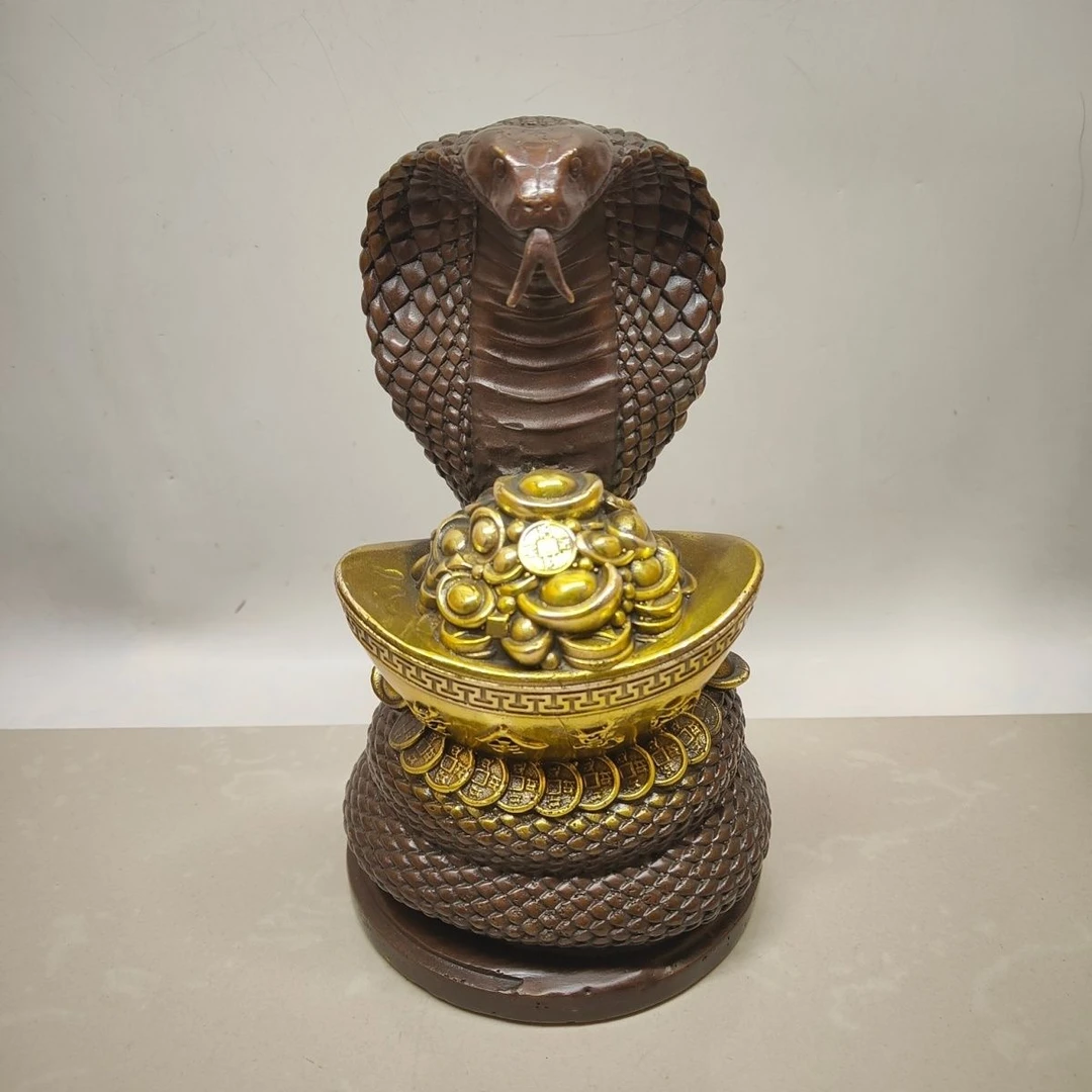 铜蛇摆件十二生肖招财元宝蛇工艺品客厅玄关装饰品家居摆设