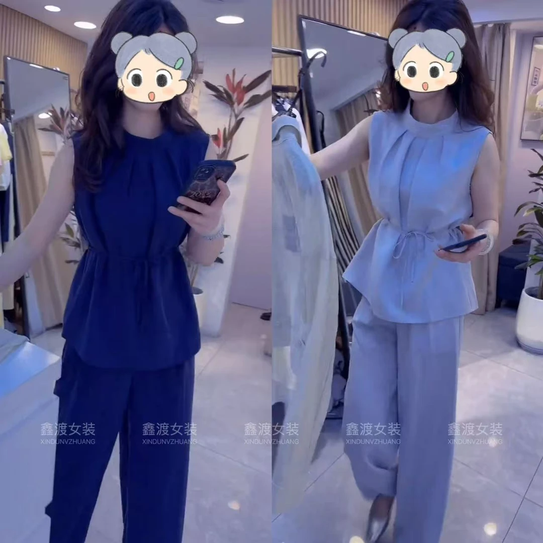 2025夏季新款时尚显瘦气质女士网红洋气两件套百搭款D9355