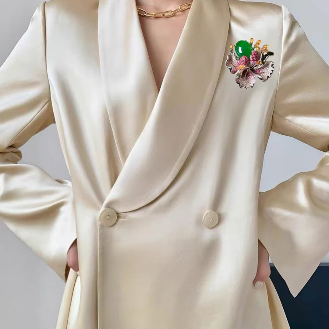 铜合金合成锆石胸针 8新品高货时尚个性双色金不规则翅膀大号胸针