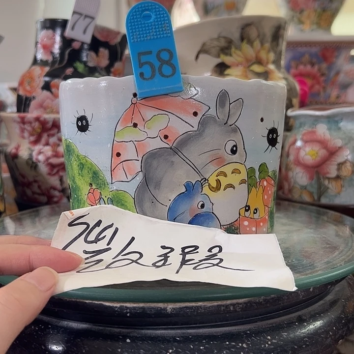 景德镇幸运花盆手绘韩式花盆