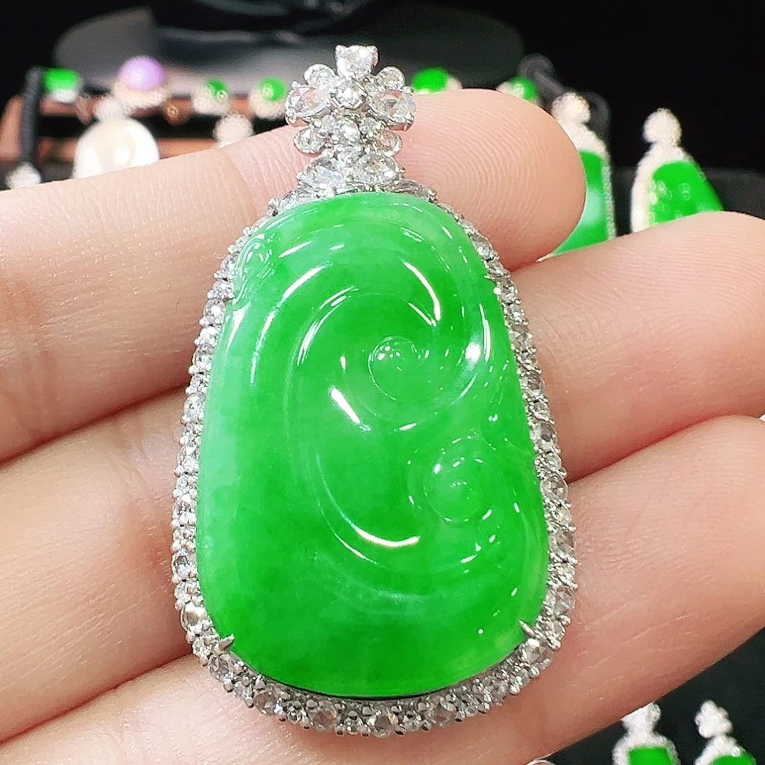 翡翠18K金镶嵌吊坠(不含链)