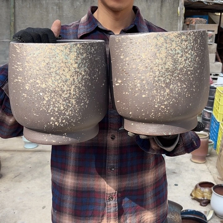 红陶泼墨蛋壳两个口径大口径20高度20