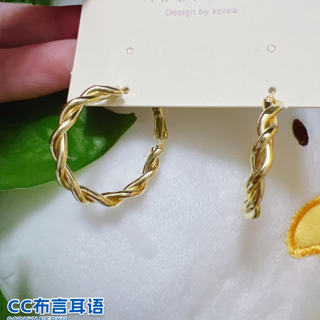 合金耳饰 合金耳饰-A11#缠绕麻花耳圈耳钉