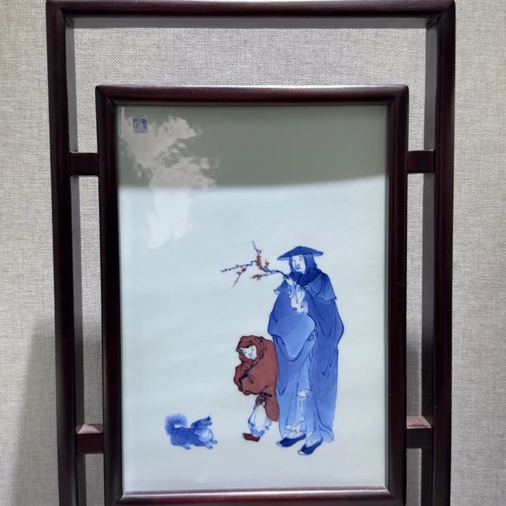 仲***羽晏加非-青花釉里红瓷板