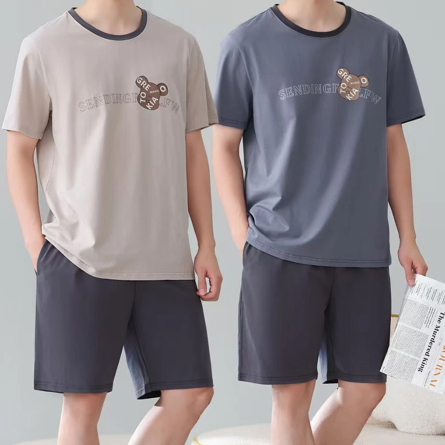 时尚大码T恤休闲睡衣半袖通用短袖薄款衬衫圆领男士夏季