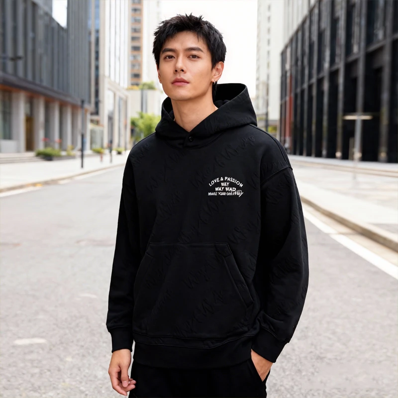 李宁卫衣男夏韦德系列时尚透气简约宽松套头连帽卫衣AWDU017-B品