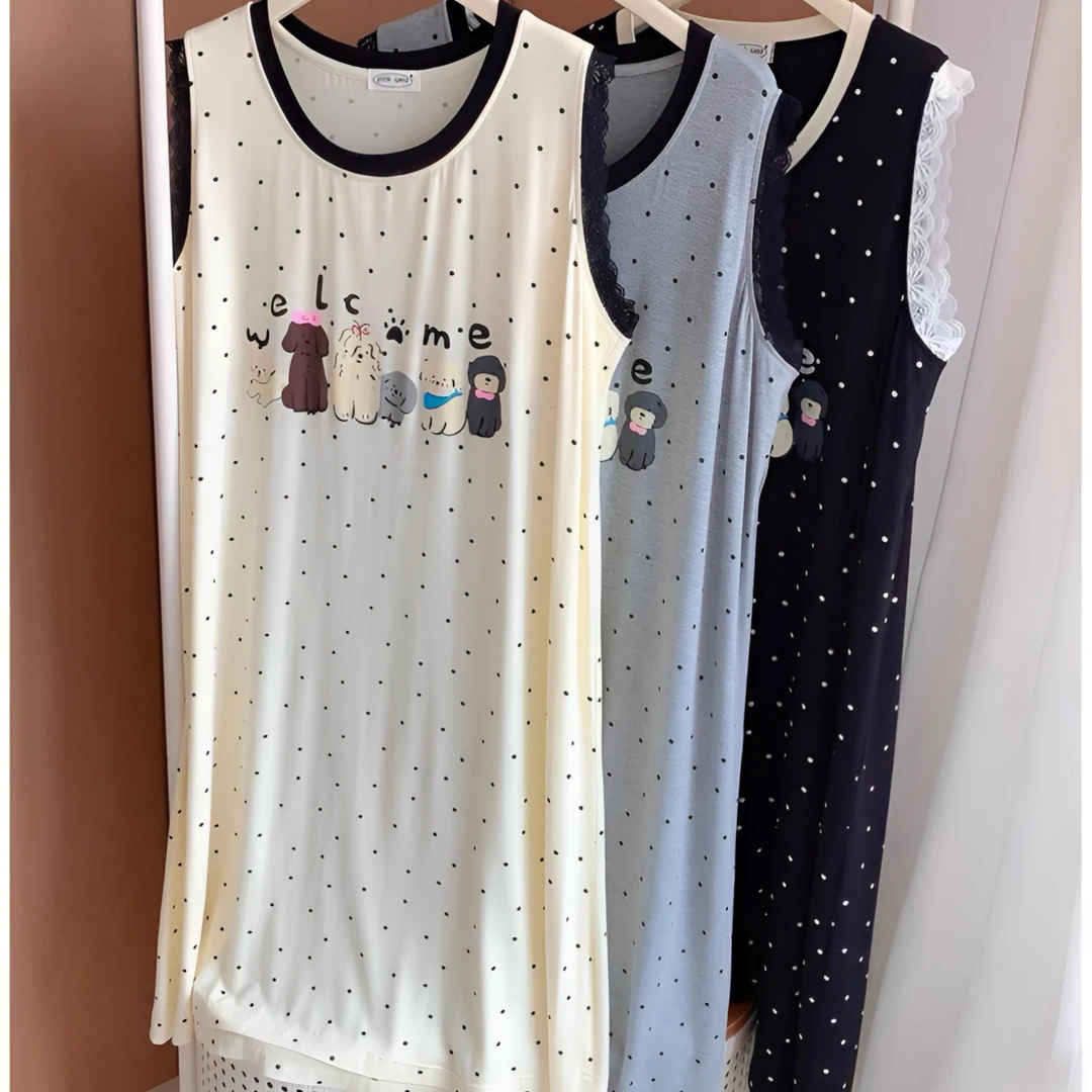 韩韵小爱优选 超舒服莫代尔甜美小蕾丝睡衣睡裙