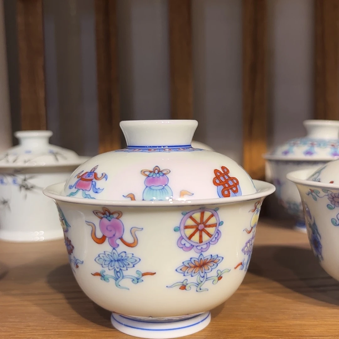 清风十里斗彩福利盖碗