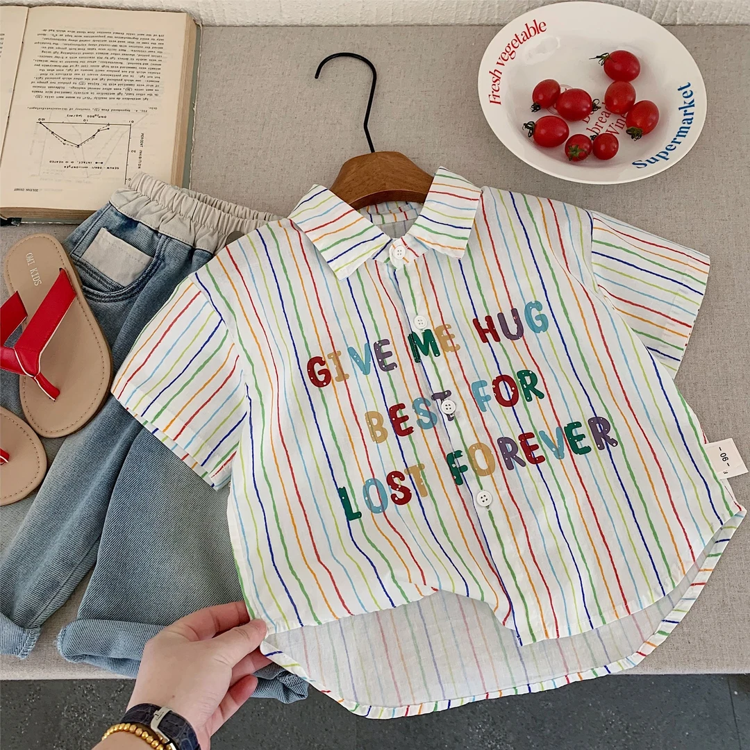 【殴若风】儿童衬衫2025夏季新品韩版休闲衬衣薄款上衣小男孩衬衫