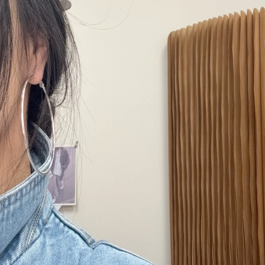 铜合金耳饰 （大圈圈）简约银色夸张大圈耳环时尚百搭