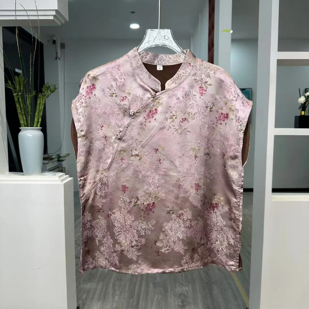 037 新中式提花国风时尚休闲百搭透气花罗短袖上衣