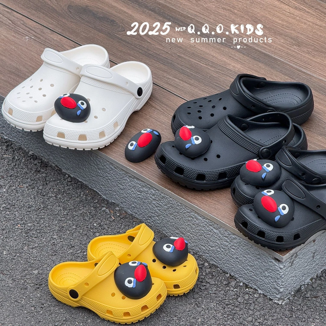 2025夏款女童凉鞋女孩时尚休闲精品企鹅洞洞男童沙滩儿童洞洞鞋
