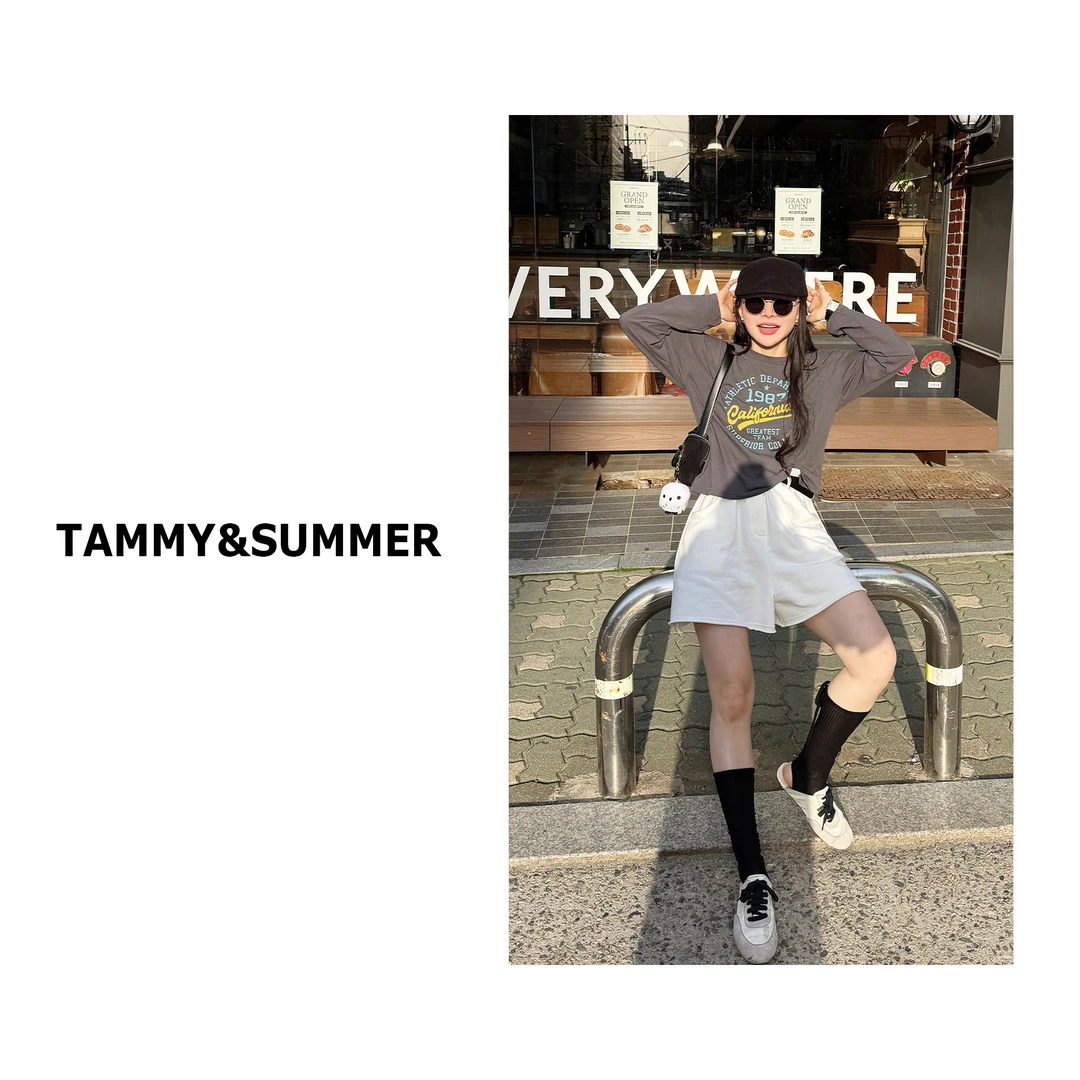 【Tammy&Summer】韩版字母印花薄款夏天百搭宽松圆领长袖T恤259908