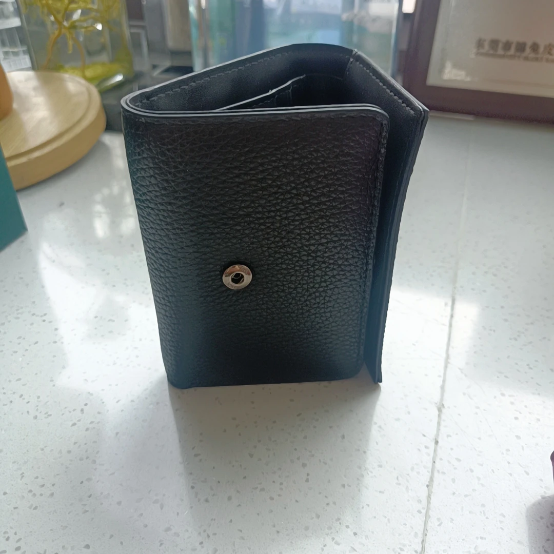 女士钱包时尚休闲百搭真皮多功能简约便携黑色竖款女士印花纹钱包