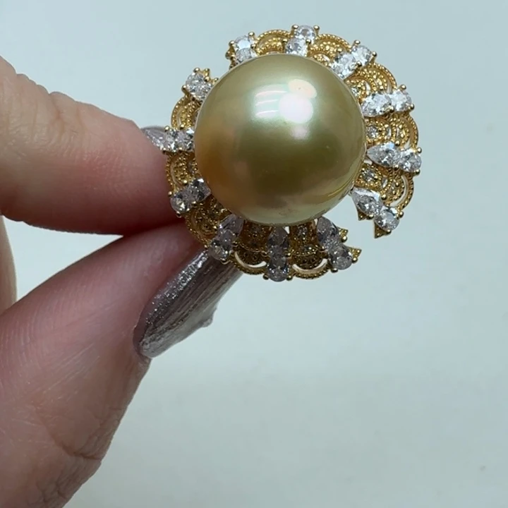 海水珍珠戒指银S925镶嵌