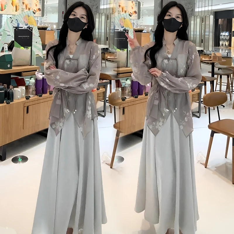 2025夏季新款复古国风高级感穿搭小个子盘扣上衣半身裙两件套装女