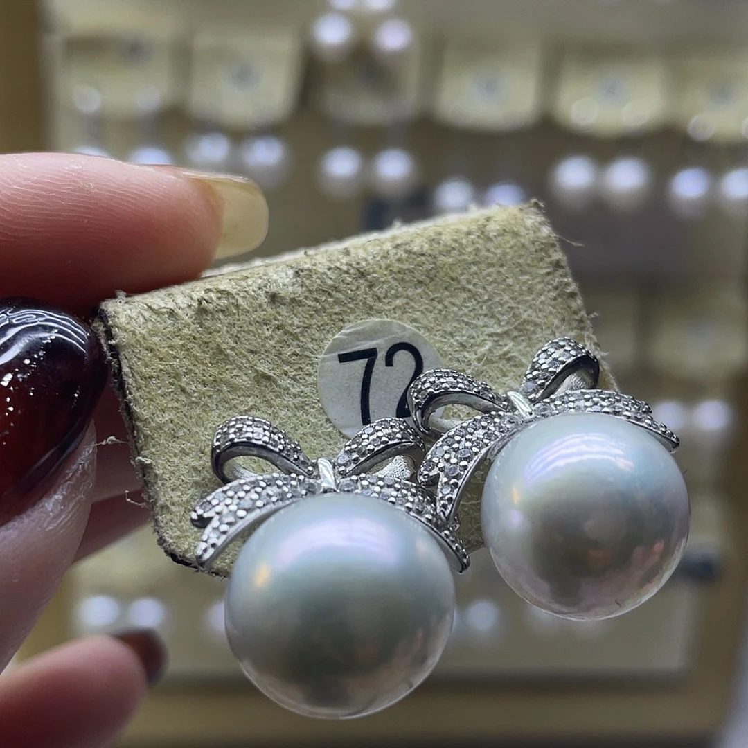 淡水珍珠耳饰银S925镶嵌
