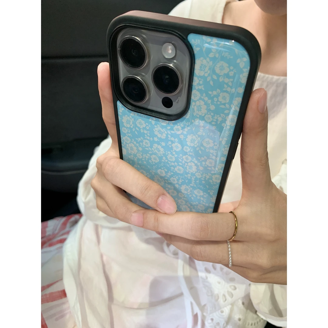 【奶油专属】韩系滴胶ins清淡花花适用苹果16pro女iphone15手机壳