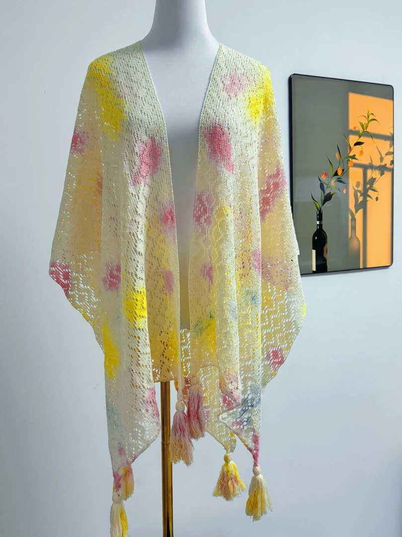 2025新款糖果披肩休闲风薄款夏季百变粉色民族风时尚外搭白色显瘦