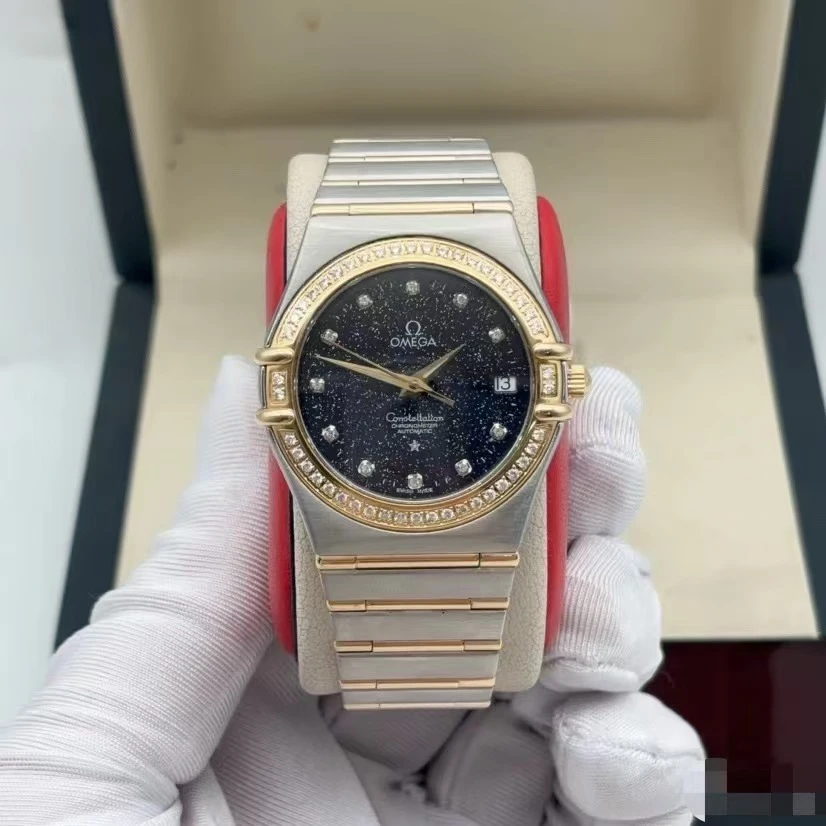 95新 Omega/欧米茄 35.5mm欧米茄后配星空盘后配钻圈自动机械表