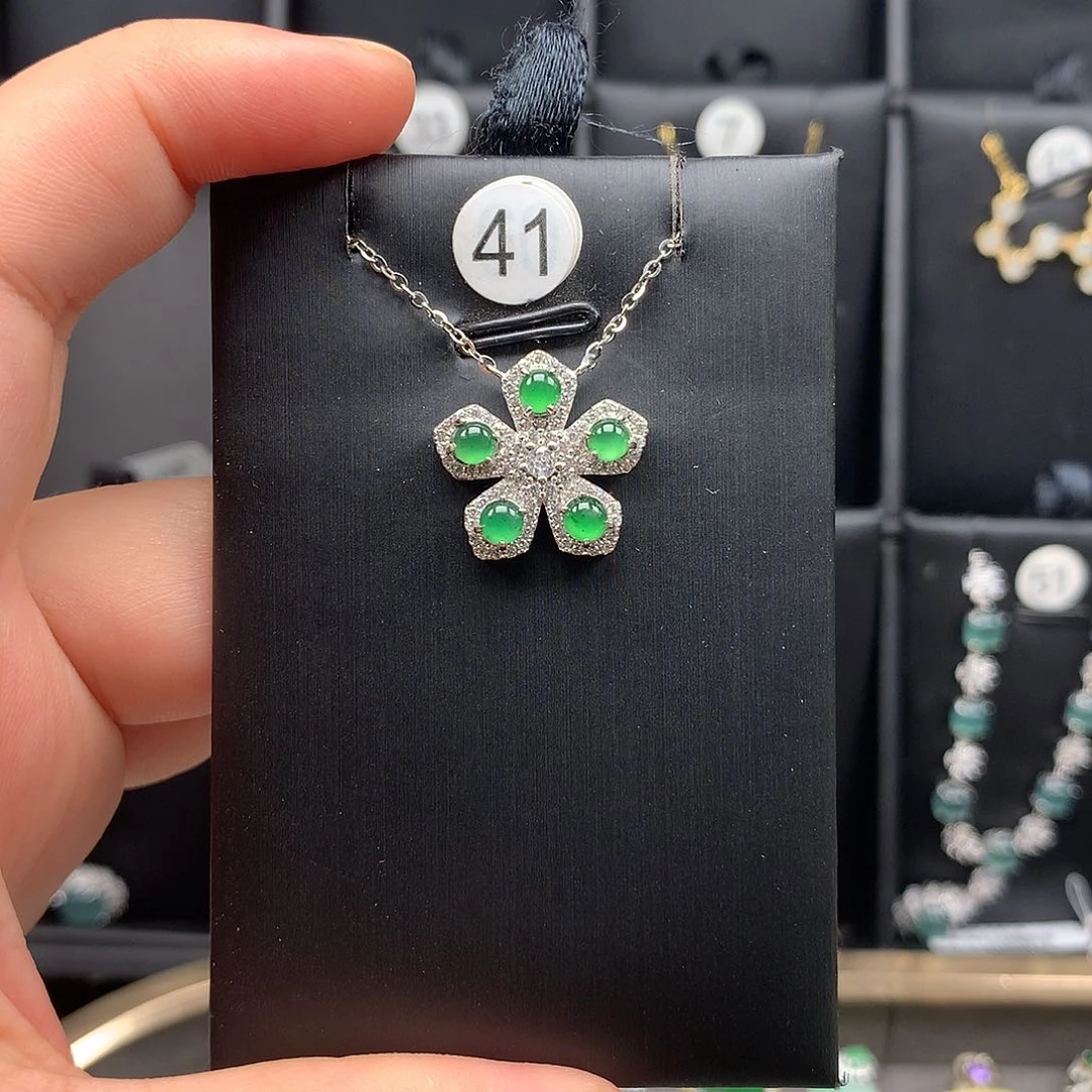 翡翠银S925镶嵌颈饰项链925