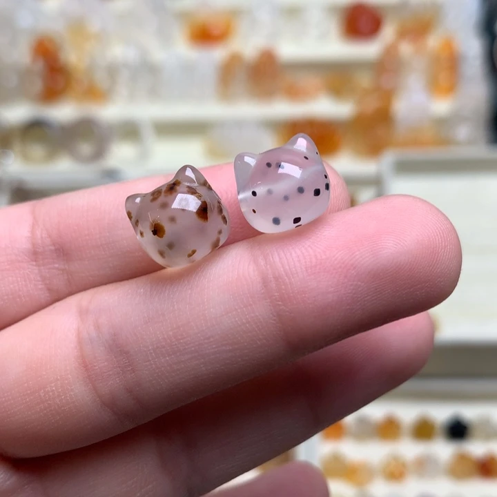 玛瑙/玉髓未镶嵌玛瑙草花猫头