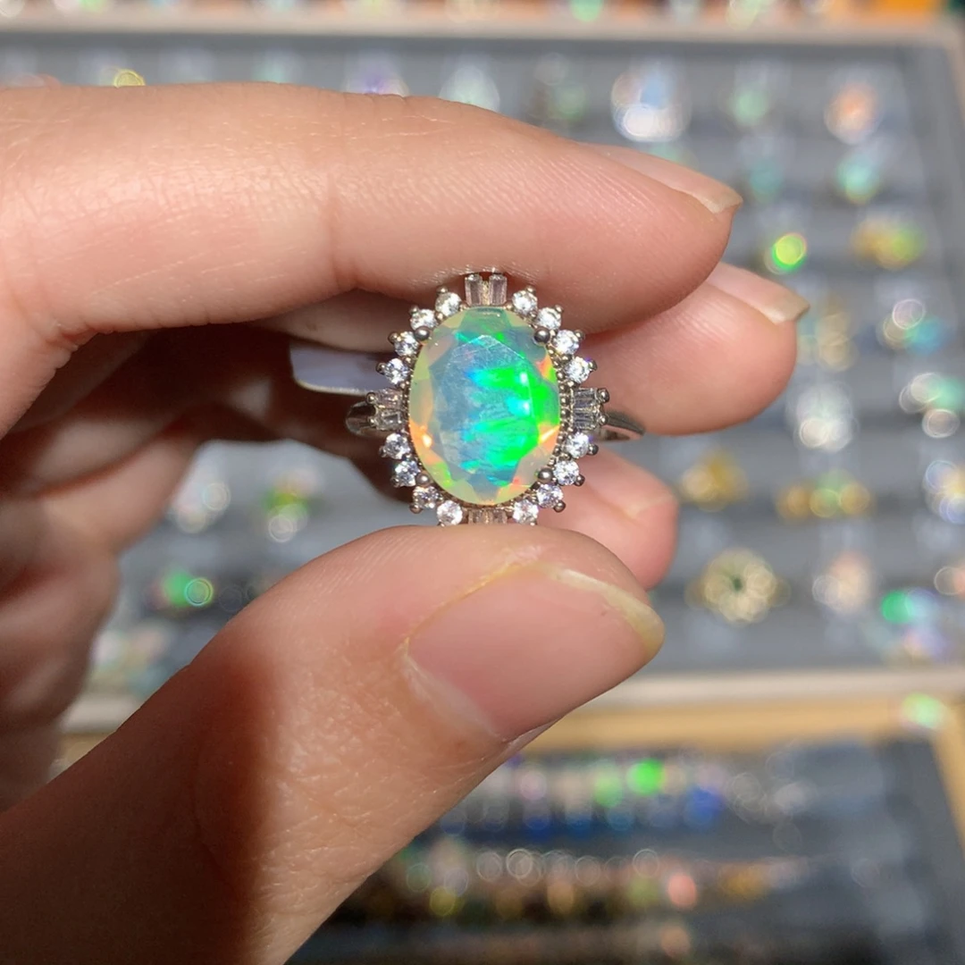 银S925镶嵌欧泊欧泊戒指y