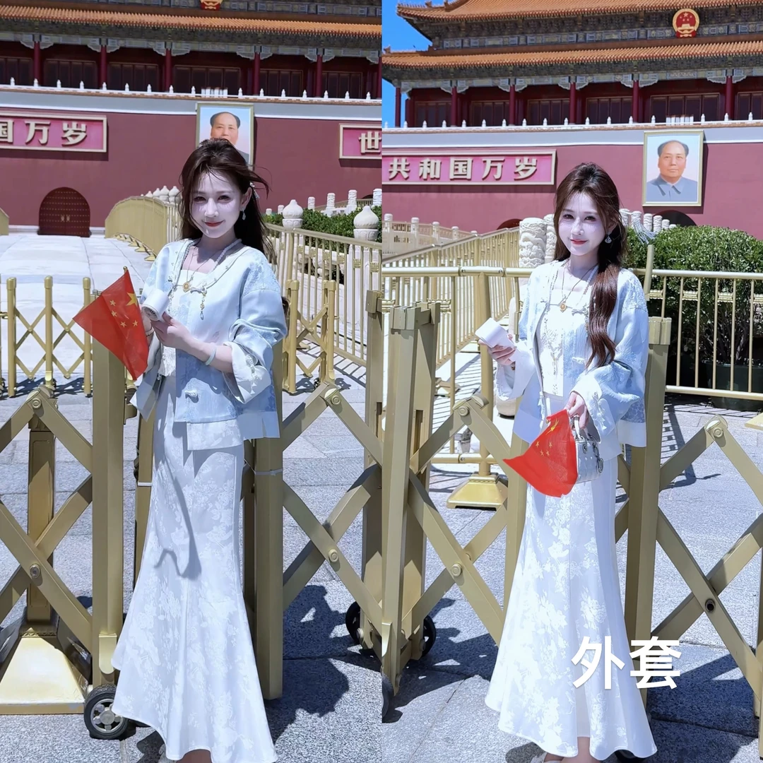 【婷婷】《温润如玉》蓝白刺绣重工盘扣国风外套 TTY2SQ731【Q】