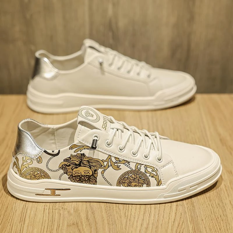 PTRICH小白鞋男板鞋一脚蹬百搭休闲鞋印花时尚休闲百搭夏季鞋子