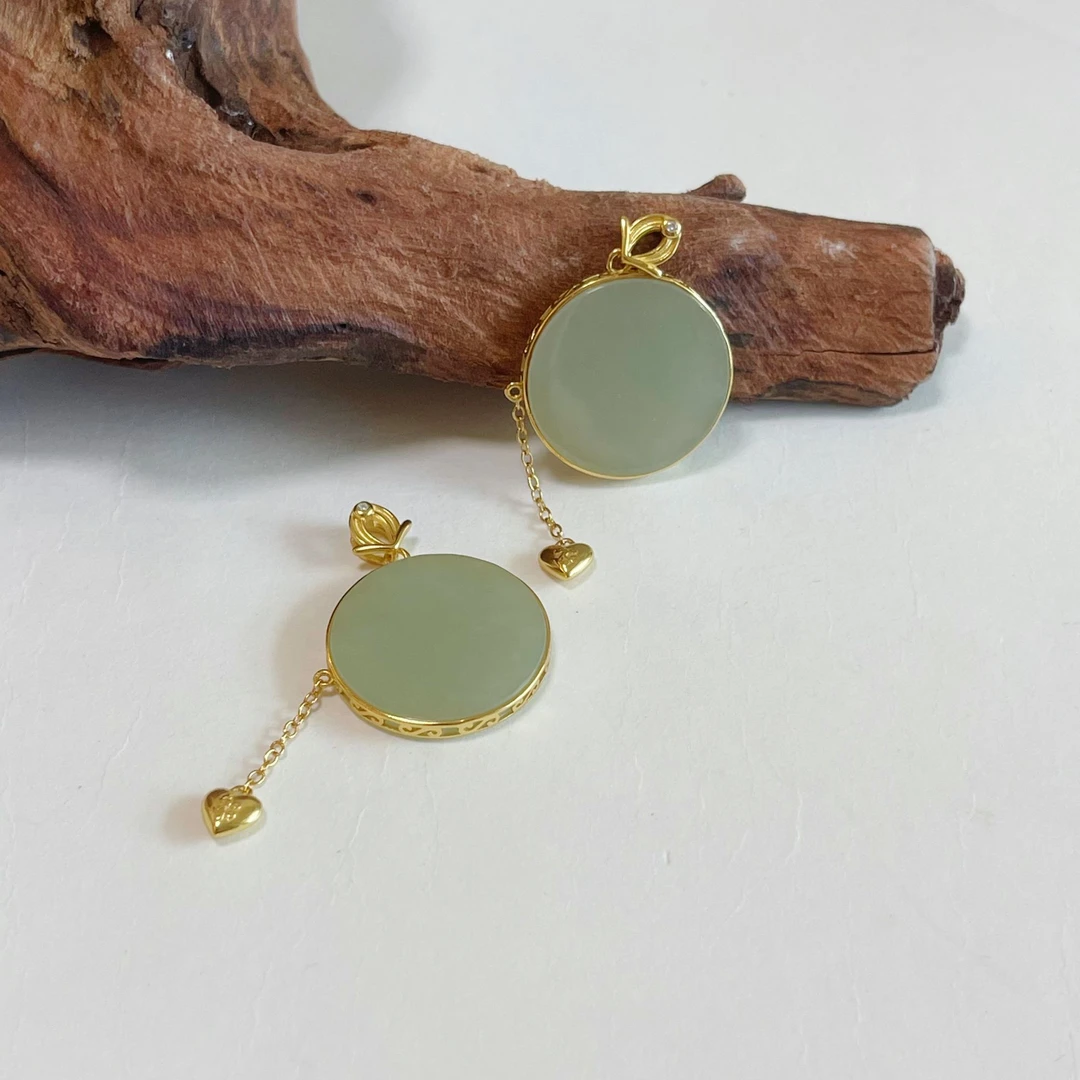 【小宝珠宝】17 S100379-S925银镶嵌和田玉吊坠-多样性发其一21*3mm