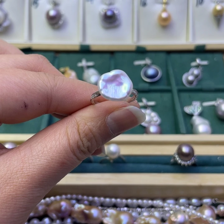 淡水珍珠戒指银S925镶嵌