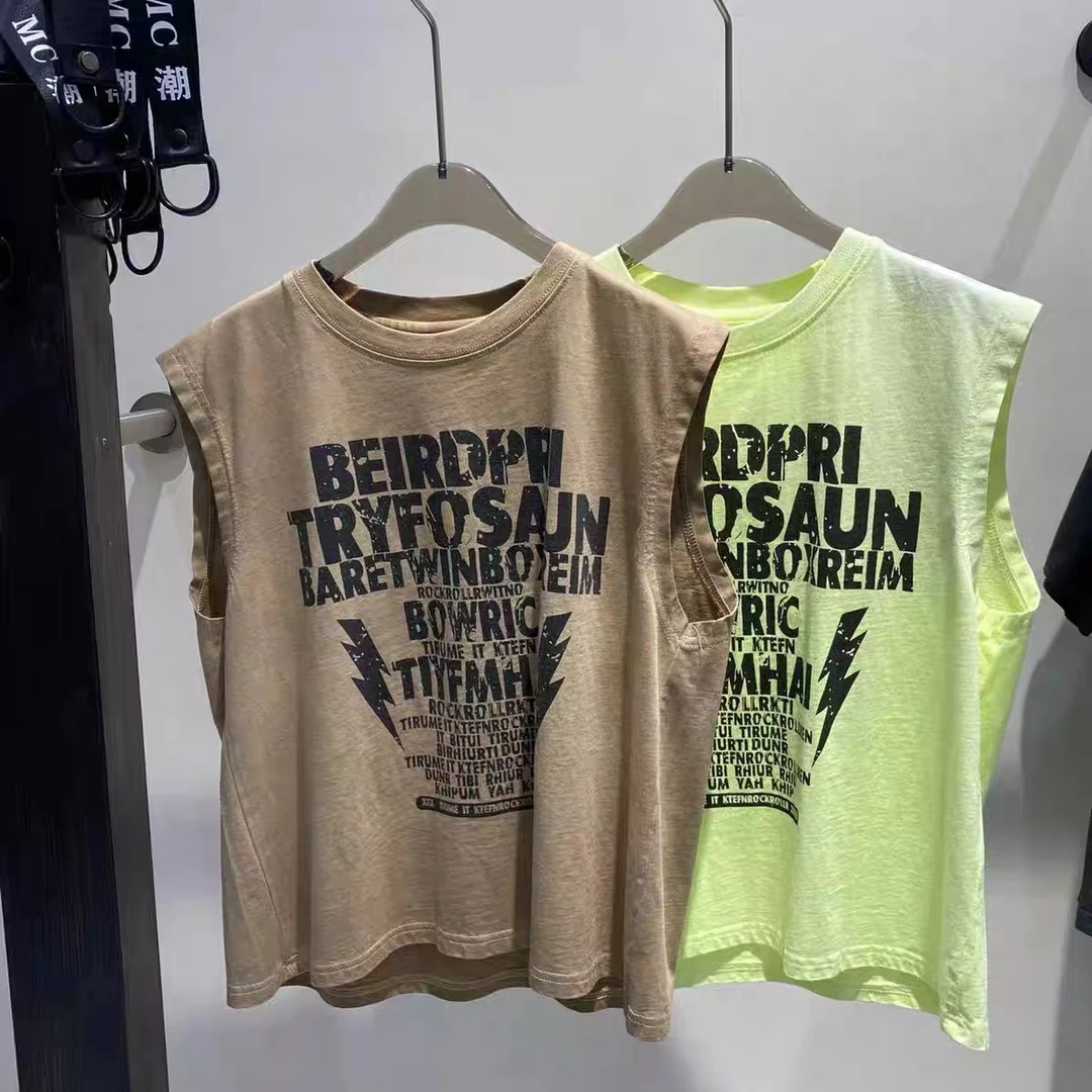 【卡其背心】蒙蒙潮童2025夏款新品mc潮中大童背心男女童中大童