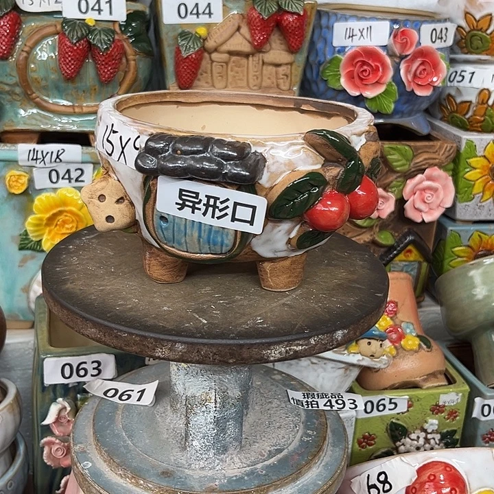 紫砂花盆粗陶材质多肉花盆