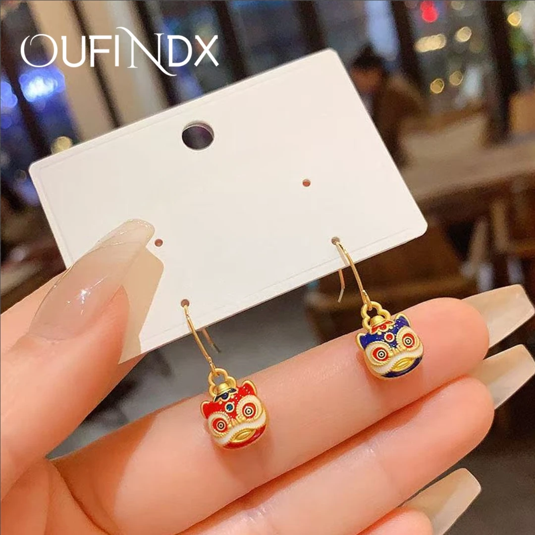 CZCZ国潮【事事如意】设计师款醒狮耳环~2303