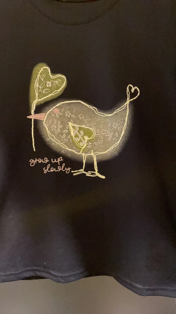 【海南简爱】圆领卡通字母印花宽松显瘦短袖T恤女 0733-6  黑黄