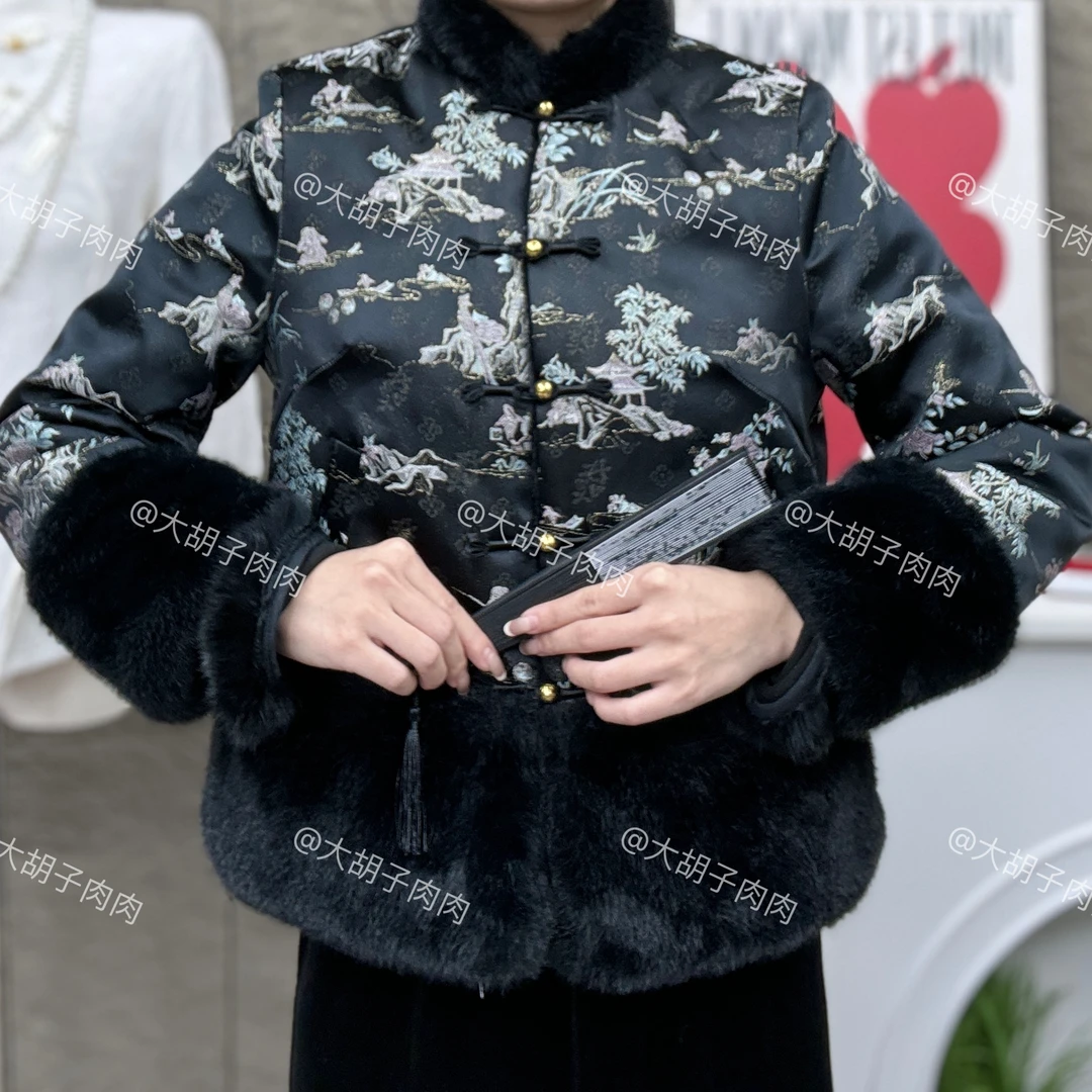 【丹青绘梦】新款加绒加厚双面穿新中式国风时尚轻奢洋气原版上衣女