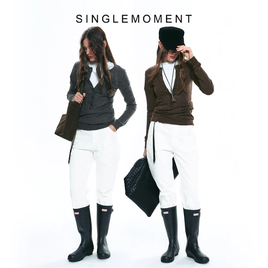 SINGLE MOMENT 25AW美利奴羊毛亨利领针织打底衫长袖T恤上衣女