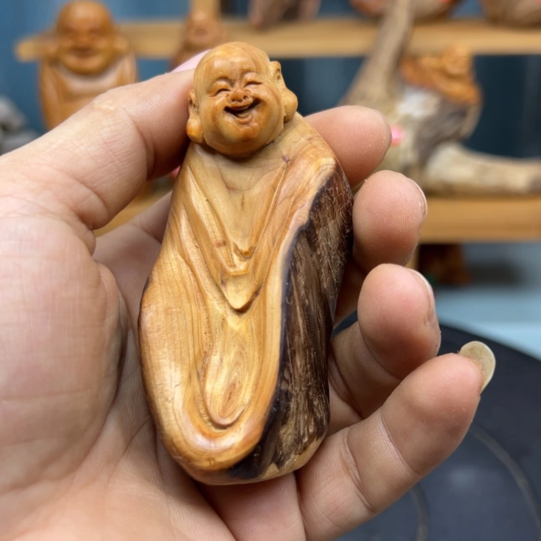 木雄***来崖柏木摆件手把件