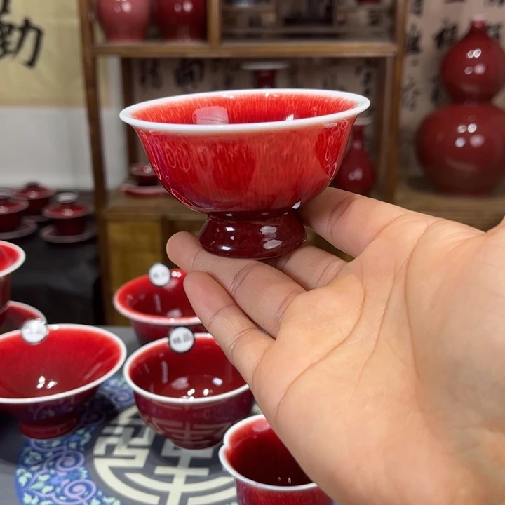 景德镇陶瓷浅行窑小高足杯