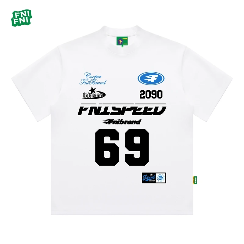 FNI绿标系列（69号球衣）国潮重磅纯棉男女同款t恤美式短袖新款直喷