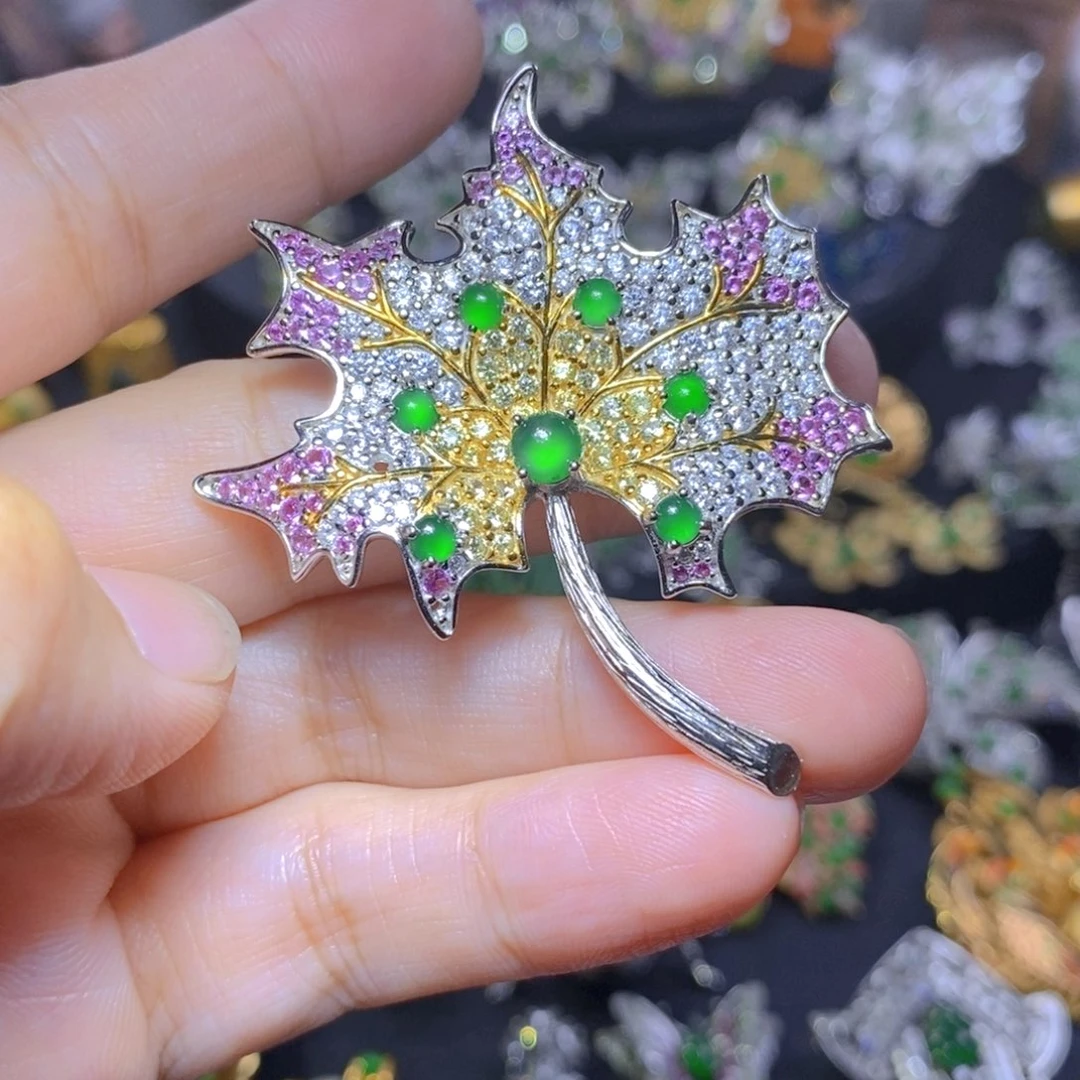 翡翠银S925镶嵌套链天然翡翠