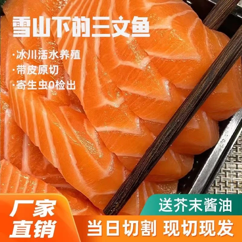 【拍2盒送1盒】国产三文鱼带芥末带酱油到手3盒毛重1200g虹鳟鱼整段