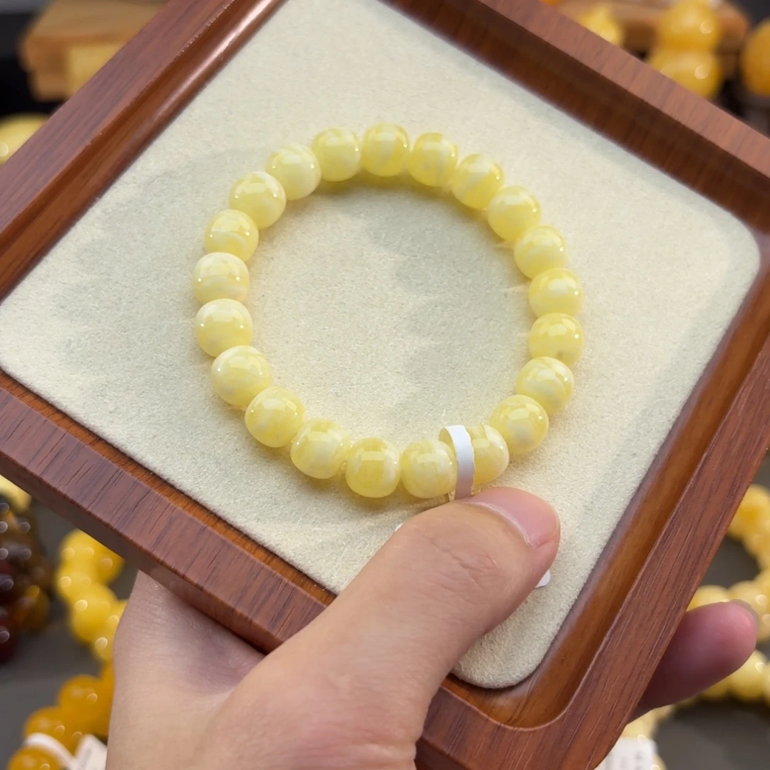 琥珀未镶嵌裸石10mm虎皮千层雪