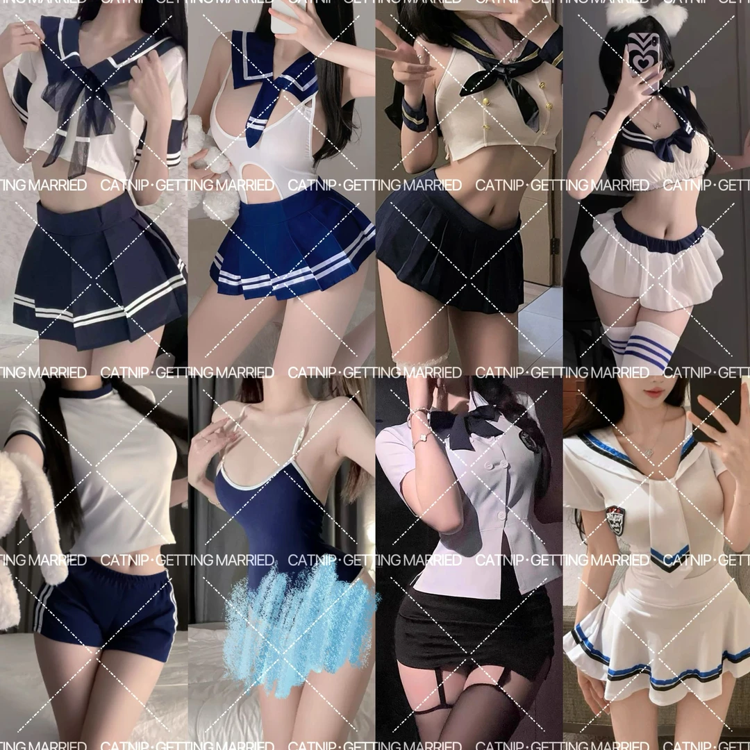 鬼马校园合集· 海军风JK水手上衣百褶裙套装