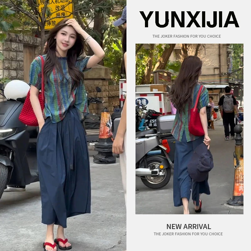 2025夏季新款时尚设计感洋气通勤百搭法式宽松上衣裤子两件套