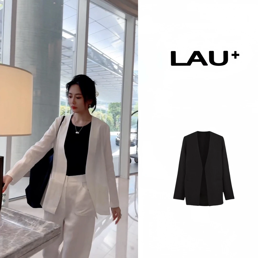 LAU+【玛丽莲】轻奢 100亚麻 高端定制 原创设计师新款西装 气质