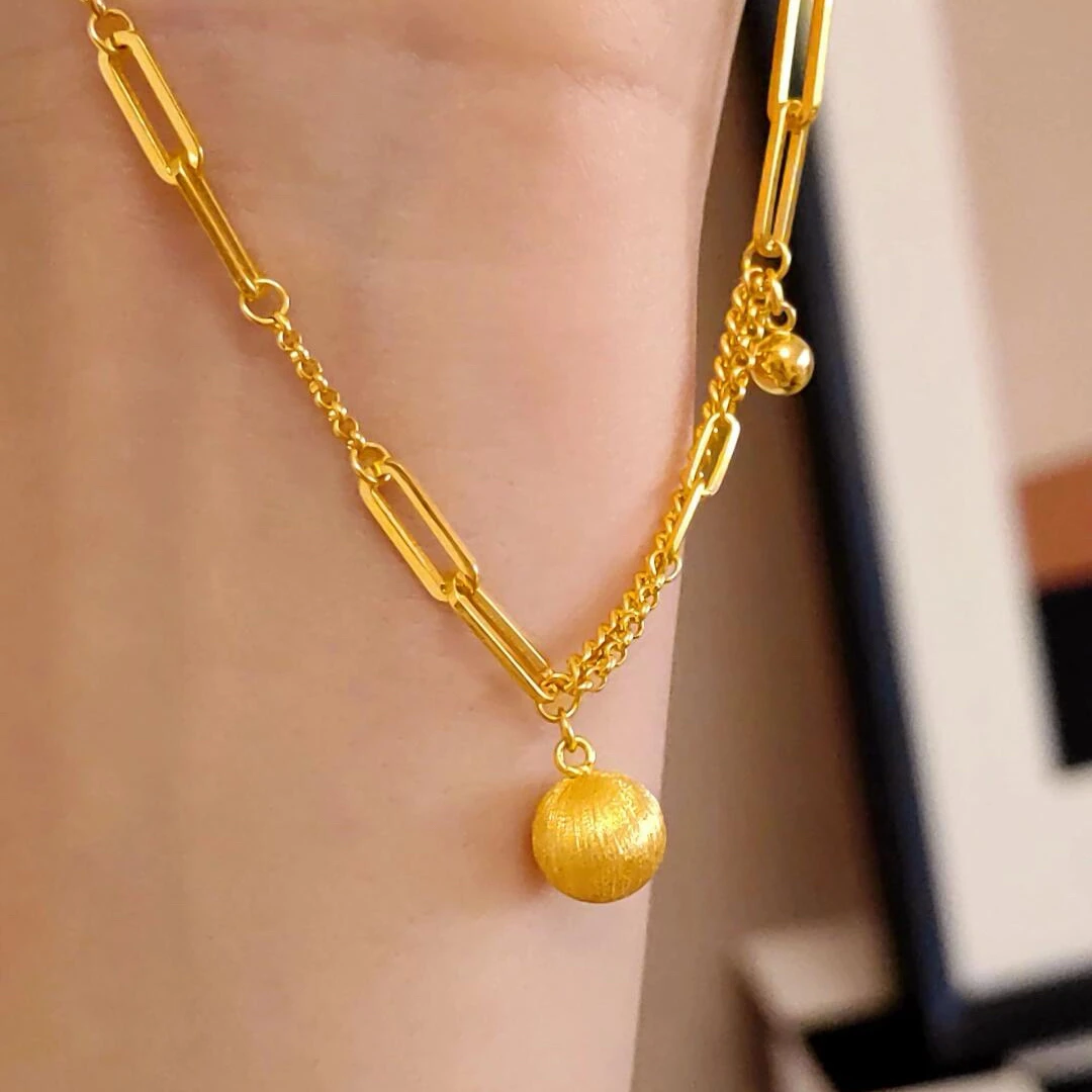 5G足金有球必应项链00688