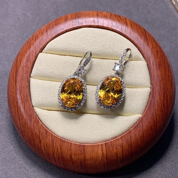 铁合金耳饰 经典百搭奢华黄色设计款彩色时尚耳环气质轻奢0723