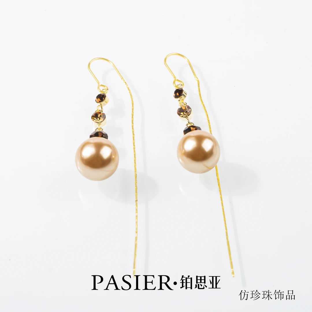 铜合金合成锆石耳饰 铜合金 立方氧化锆 铂思亚 耳线BD1288【达】
